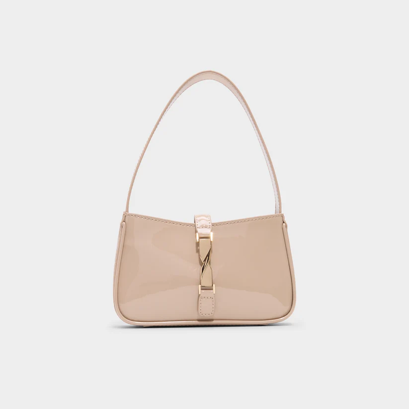 Beige struktureret taske med rem